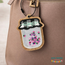 Load image into Gallery viewer, Jam Jar applique shaker bag tag/ornament/bookmark machine embroidery design FEB 26 MB—DIGITAL DOWNLOAD