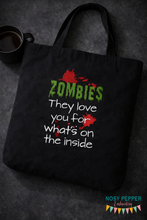 Load image into Gallery viewer, Zombies love you for what's on the inside Machine Embroidery Design 5 sizes included DIGITAL DOWNLOAD