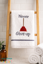 Load image into Gallery viewer, Never give up machine applique embroidery design (5 sizes included) DIGITAL DOWNLOAD