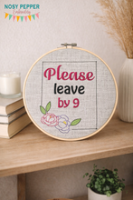 Load image into Gallery viewer, Please leave by 9 machine embroidery design (5 sizes included) DIGITAL DOWNLOAD