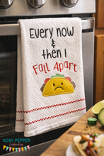 Load image into Gallery viewer, Every now and then I fall apart taco applique machine embroidery design (4 sizes included) DIGITAL DOWNLOAD