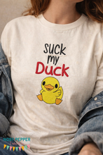 Load image into Gallery viewer, Suck my Duck machine embroidery design (5 sizes included) DIGITAL DOWNLOAD