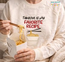 Load image into Gallery viewer, Takeout Is My Favorite Applique machine embroidery design (4 sizes included) DIGITAL DOWNLOAD