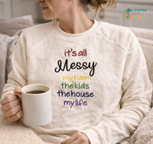 Load image into Gallery viewer, It's all Messy machine embroidery design (5 sizes included) DIGITAL DOWNLOAD
