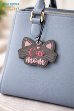 Load image into Gallery viewer, Cat Mom bookmark/bag tag/ornament machine embroidery file DIGITAL DOWNLOAD