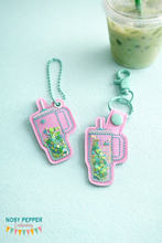 Load image into Gallery viewer, Tumbler Shaker snap tab and eyelet fob SEPT 24 PATREON BUNDLE (single and multi files included) machine embroidery file DIGITAL DOWNLOAD