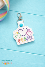 Load image into Gallery viewer, Pride Snap tab 4x4 machine embroidery design DIGITAL DOWNLOAD