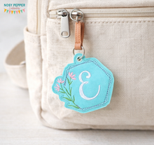 Load image into Gallery viewer, Floral Monogram Frame bag tag/bookmark/ornament —OCT 25 MB—machine embroidery design DIGITAL DOWNLOAD