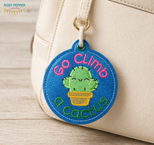 Load image into Gallery viewer, Go Climb A Cactus bag tag/ornament/bookmark —FEB 26 MB—machine embroidery design DIGITAL DOWNLOAD
