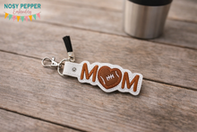 Load image into Gallery viewer, Football Mom Applique snap tab machine embroidery file (single &amp; multi file included) DIGITAL DOWNLOAD