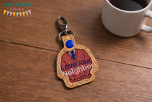 Load image into Gallery viewer, Love Your Neighbor snaptab 4x4 machine embroidery design DIGITAL DOWNLOAD