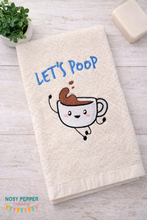 Load image into Gallery viewer, Let's Poop machine embroidery design (4 sizes included) DIGITAL DOWNLOAD