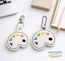 Load image into Gallery viewer, Heart Palette snap tab and eyelet fob —JUL 25 MB—machine embroidery file (single and multi files included)