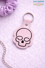 Load image into Gallery viewer, Skull minimalist snap tab (single and multi file included) machine embroidery design DIGITAL DOWNLOAD