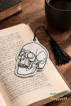 Load image into Gallery viewer, Simple Skull bookmark/bag tag/ornament machine embroidery file DIGITAL DOWNLOAD