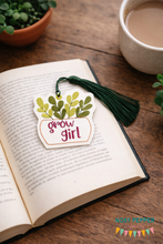 Load image into Gallery viewer, Grow girl Bookmark/bag tag/ornament 4x4 machine embroidery design DIGITAL DOWNLOAD