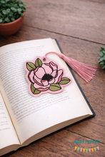 Load image into Gallery viewer, Peony bookmark/bag tag/ornament machine embroidery file DIGITAL DOWNLOAD