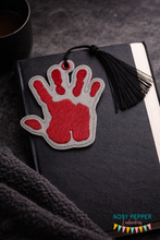 Load image into Gallery viewer, Bloody Hand sketchy Bookmark/bag tag/ornament 4x4 machine embroidery design DIGITAL DOWNLOAD