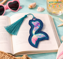 Load image into Gallery viewer, Mermaid Applique bookmark/bag tag/ornament 4x4 machine embroidery design DIGITAL DOWNLOAD