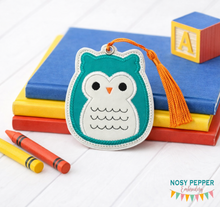 Load image into Gallery viewer, Squishy Owl Applique bookmark/bag tag/ornament machine embroidery file DIGITAL DOWNLOAD