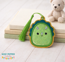 Load image into Gallery viewer, Triceratops Squishy Applique bookmark/bag tag/ornament machine embroidery file DIGITAL DOWNLOAD
