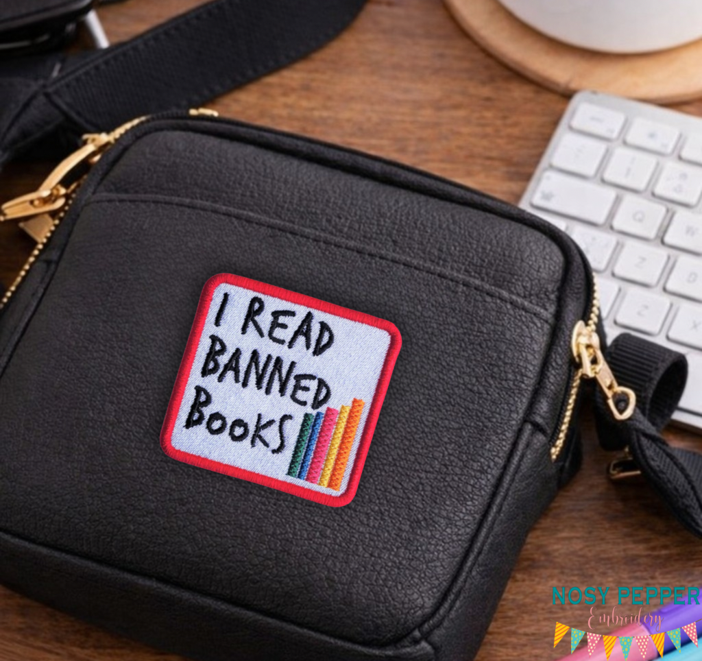 Ban Machine Book I Read Banned Books patch machine embroidery design (2 sizes included ...