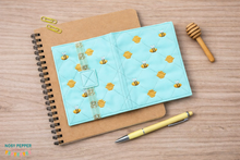 Load image into Gallery viewer, Quilted Bee notebook cover 2 sizes available machine embroidery design DIGITAL DOWNLOAD