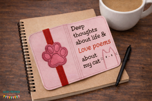 Load image into Gallery viewer, Deep thoughts about life and love poems about my cat notebook cover (2 sizes available) machine embroidery design DIGITAL DOWNLOAD