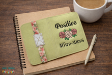 Load image into Gallery viewer, Positive Affirmations Notebook cover (2 sizes available) machine embroidery design DIGITAL DOWNLOAD