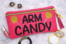 Load image into Gallery viewer, Arm Candy ITH bag with charm (4 sizes available) machine embroidery design DIGITAL DOWNLOAD