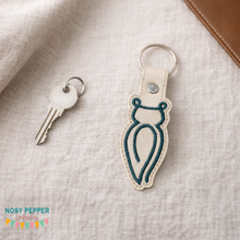 Load image into Gallery viewer, Owl Minimalist  snap tab and eyelet fob machine embroidery file (single and multi files included)  DIGITAL DOWNLOAD