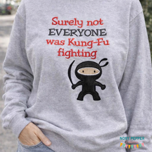 Load image into Gallery viewer, Surely not everyone was Kung Fu fighting applique (4 sizes included) machine embroidery design DIGITAL DOWNLOAD