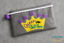 Load image into Gallery viewer, Queen of Shit show ITH bag (3 sizes available) machine embroidery design DIGITAL DOWNLOAD