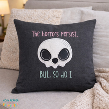 Load image into Gallery viewer, The Horrors Persist applique machine embroidery design (5 sizes included) DIGITAL DOWNLOAD