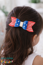 Load image into Gallery viewer, Stars and Stripes Bow Embroidery Design | Patriotic Bow Embroidery File | 4th of July Embroidery | 2 Sizes Included | Digital Download