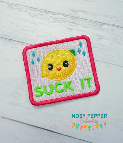 Suck It Lemon patch Spring 2025 Skill Builder Bundle (2 sizes included) machine embroidery design DIGITAL DOWNLOAD
