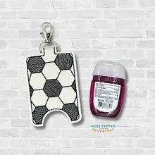 Load image into Gallery viewer, Soccer Sanitizer Case (Snap and eyelet versions available)--MARCH 26 MB-- machine embroidery design DIGITAL DOWNLOAD