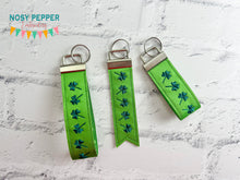 Load image into Gallery viewer, Lucky Clover key fob set machine embroidery file (3 sizes, single and multi files included) DIGITAL DOWNLOAD