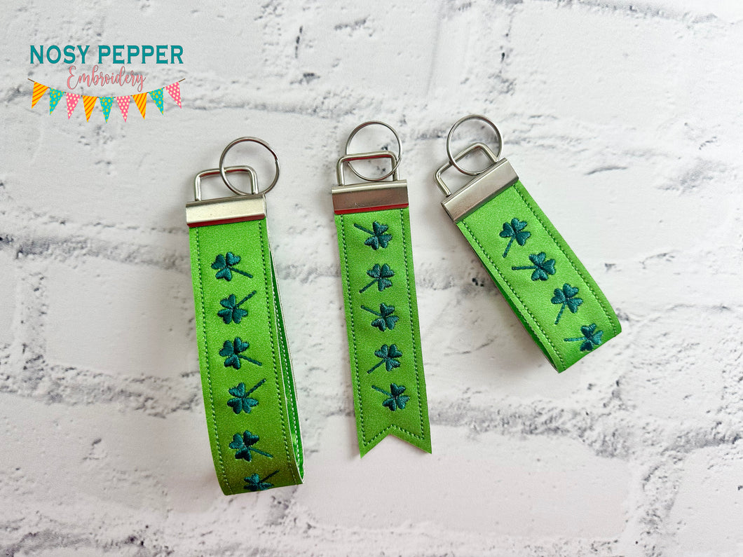 Lucky Clover key fob set machine embroidery file (3 sizes, single and multi files included) DIGITAL DOWNLOAD