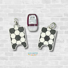 Load image into Gallery viewer, Soccer Sanitizer Case (Snap and eyelet versions available)--MARCH 26 MB-- machine embroidery design DIGITAL DOWNLOAD