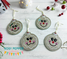 Load image into Gallery viewer, Gingerbread ornament set (4 designs included) machine embroidery design DIGITAL DOWNLOAD
