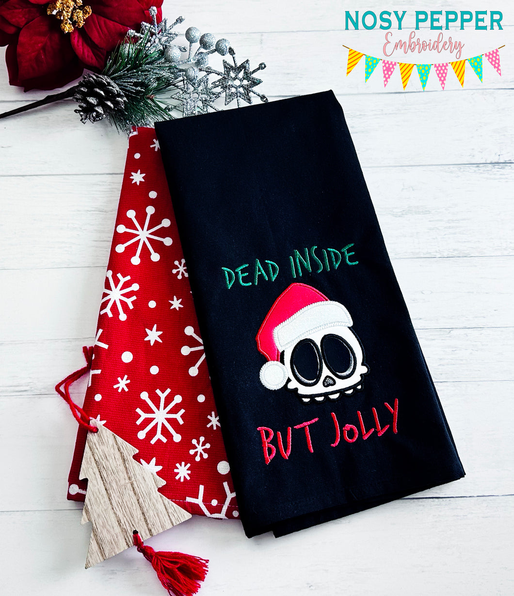Dead Inside But Jolly applique machine embroidery design (4 sizes included) DIGITAL DOWNLOAD