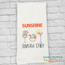 Load image into Gallery viewer, Sunshine Served Daily applique machine embroidery design (4 sizes included) DIGITAL DOWNLOAD
