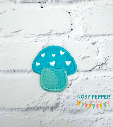 Heart Toadstool patch (3 sizes included) machine embroidery design DIGITAL DOWNLOAD