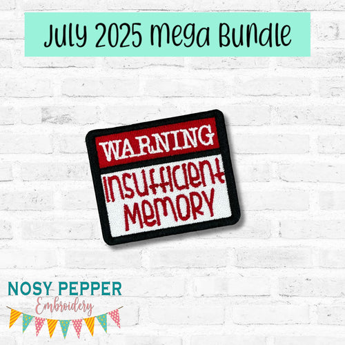 Insufficient Memory patch (2 sizes included) machine embroidery design DIGITAL DOWNLOAD
