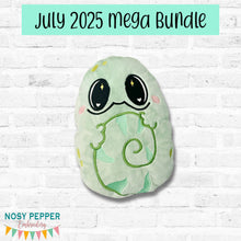 Load image into Gallery viewer, Chameleon stuffie (5 sizes included) machine embroidery design DIGITAL DOWNLOAD