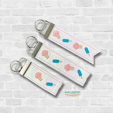 Load image into Gallery viewer, Ice Cream fob set machine embroidery file (3 sizes, single and multi files included) DIGITAL DOWNLOAD