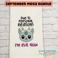 Load image into Gallery viewer, I&#39;m Evil Now applique machine embroidery design (4 sizes included) DIGITAL DOWNLOAD