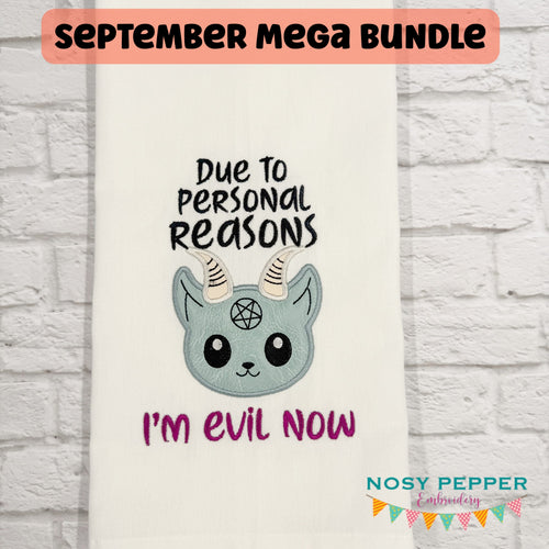 I'm Evil Now applique machine embroidery design (4 sizes included) DIGITAL DOWNLOAD