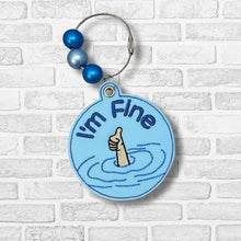 Load image into Gallery viewer, I'm Fine Hand bag tag/bookmark/ornament machine embroidery design DIGITAL DOWNLOAD